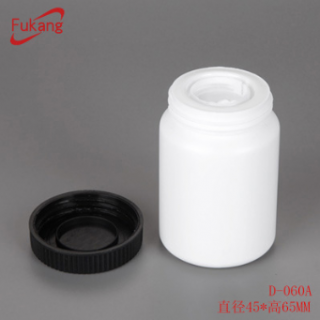  60ML HDPE圓形拉環蓋塑料瓶 30粒零號膠囊片劑藥用包裝瓶D-060A