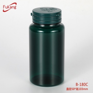 180ML PET綠色直圓撕拉蓋塑料瓶 60粒零號膠囊片劑保健品包裝瓶B-180C