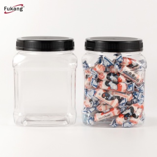 工廠直供500克堅果包裝罐 透明糖果罐 方形pet食品瓶 廣口塑料瓶